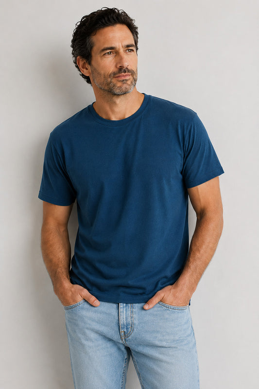 Men's Organic Cotton Crew Neck T-Shirt - Dark Ocean