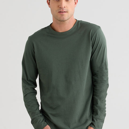 Men's 100% Organic Cotton Long Sleeve Crew Neck T-shirt - Balsam