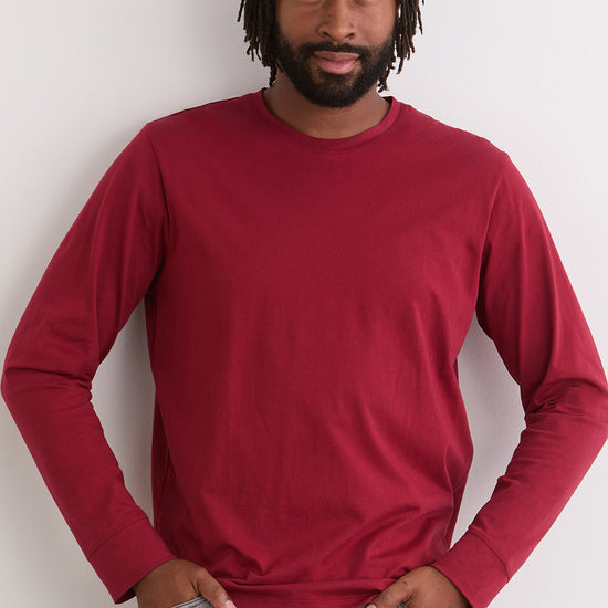 Men's 100% Organic Cotton Long Sleeve Crew Neck T-shirt - Bonfire