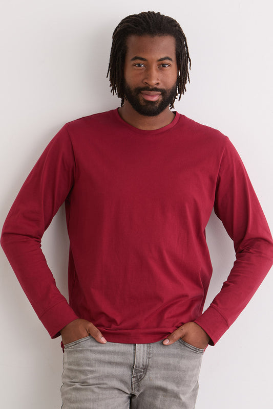 Men's 100% Organic Cotton Long Sleeve Crew Neck T-shirt - Bonfire