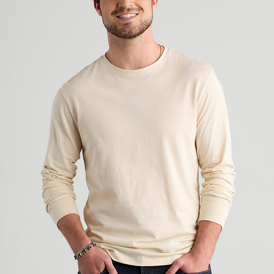 Men's 100% Organic Cotton Long Sleeve Crew Neck T-shirt - Undyed