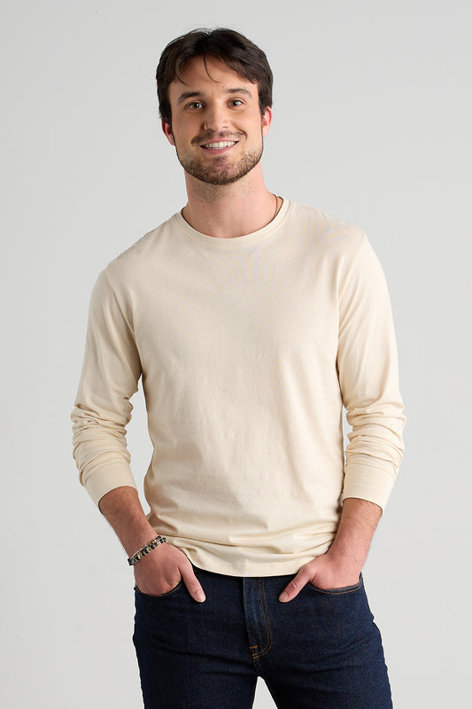 Men's 100% Organic Cotton Long Sleeve Crew Neck T-shirt - Undyed