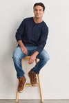 Men's Luxe 100% Organic Cotton Long Sleeve Henley - Dark Navy