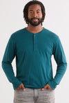 Men's Luxe 100% Organic Cotton Long Sleeve Henley - Deep Teal