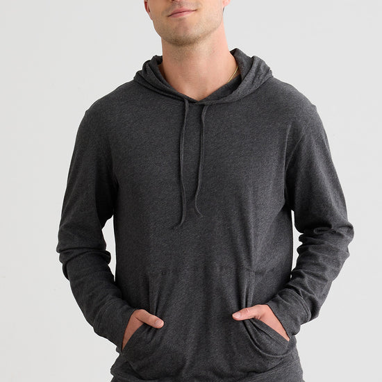 Unisex 100% Organic Cotton Lightweight Pullover Hoodie - Dark Charcoal Heather