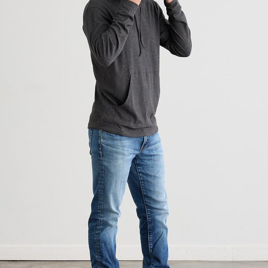 Unisex 100% Organic Cotton Lightweight Pullover Hoodie - Dark Charcoal Heather