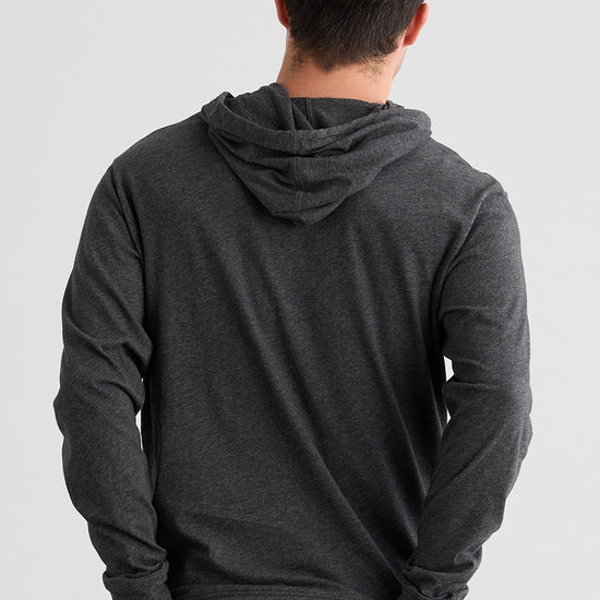 Unisex 100% Organic Cotton Lightweight Pullover Hoodie - Dark Charcoal Heather