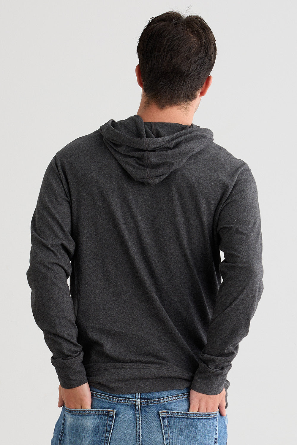 Unisex 100% Organic Cotton Lightweight Pullover Hoodie - Dark Charcoal Heather