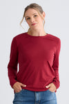 Women's 100% Organic Cotton Relaxed Long Sleeve Crew Neck T-Shirt - Bonfire