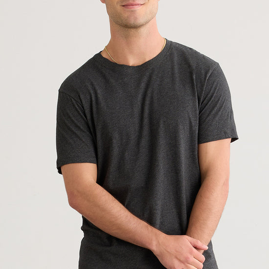 Men's 100% Organic Cotton Crew Neck T-Shirt - Dark Charcoal Heather