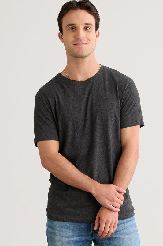 Men's 100% Organic Cotton Crew Neck T-Shirt - Dark Charcoal Heather