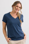 Women's 100% Organic Cotton Relaxed V-neck T-shirt - Indigo