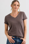 Women's 100% Organic Cotton Relaxed V-neck T-shirt - Iron