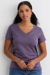 Women's 100% Organic Cotton Relaxed V-neck T-shirt - Purple Twilight