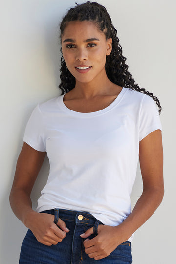 Women's Slim Organic Cotton Scoop Neck Tee - White
