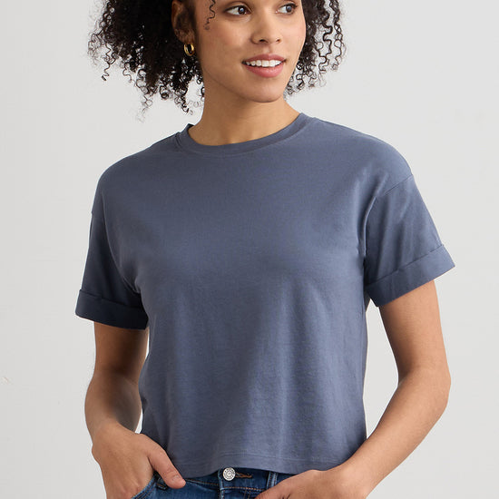 Women's Organic 100% Cotton Relaxed Crop T-shirt - Slate