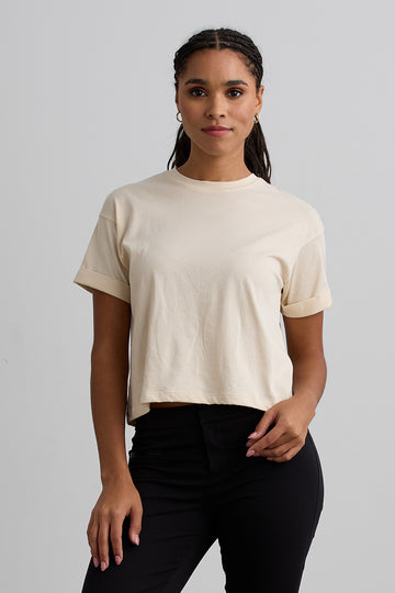 Women's Organic 100% Cotton Relaxed Crop T-shirt - Undyed