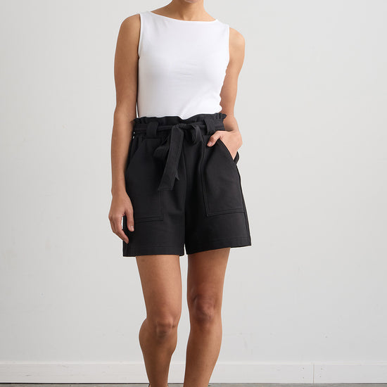Women's Organic French Terry High Waist Shorts - Black
