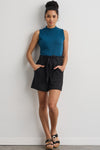 Women's Organic French Terry High Waist Shorts - Black