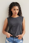 Women's 100% Organic Cotton Sleeveless Tee - Dark Charcoal Heather