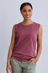 Women's 100% Organic Cotton Sleeveless Tee - Soft Plum