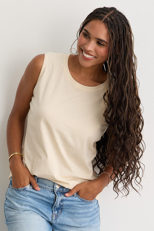 Women's 100% Organic Cotton Sleeveless Tee - Undyed