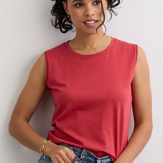 Women's 100% Organic Cotton Sleeveless Tee - Vintage Red