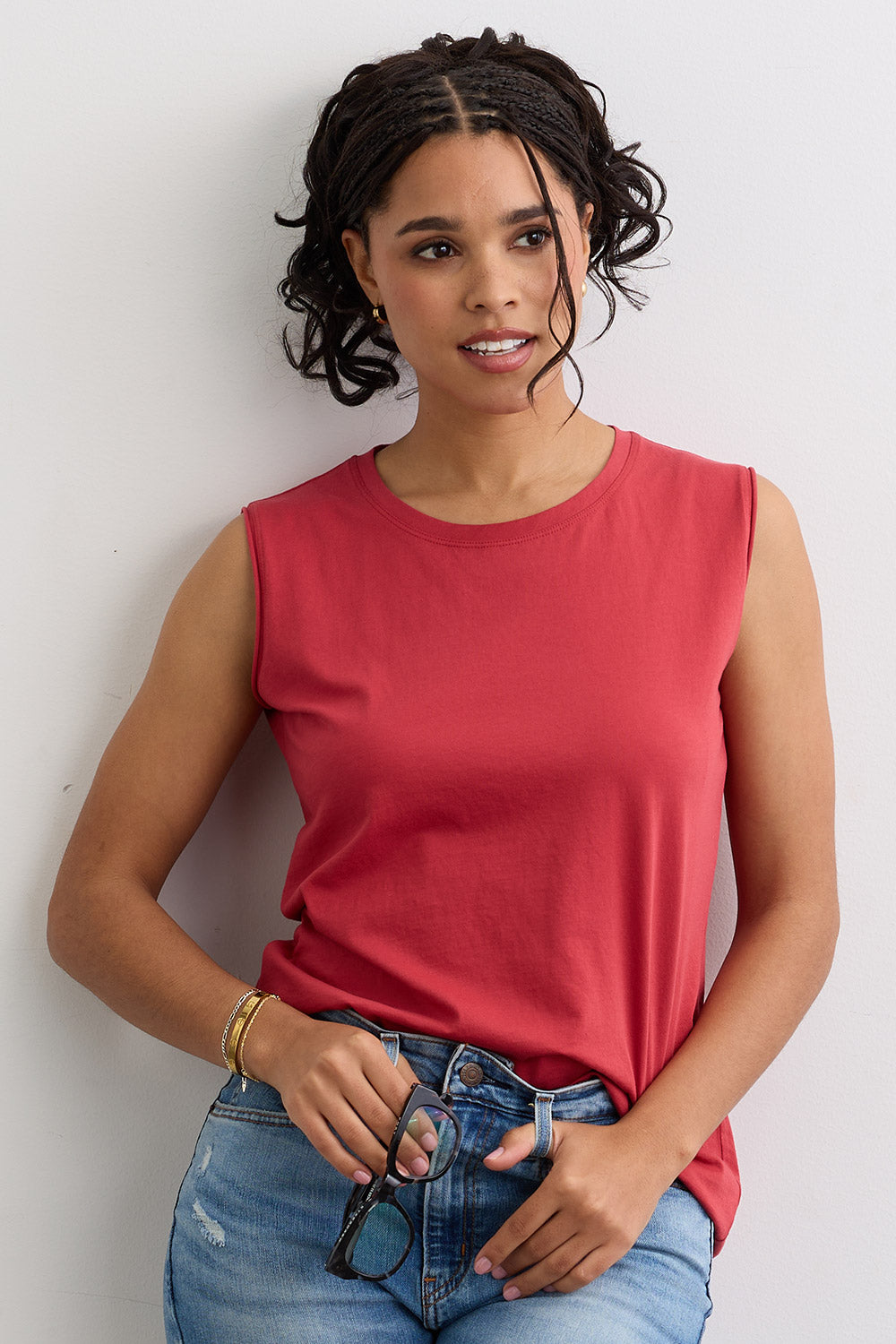 Women's 100% Organic Cotton Sleeveless Tee - Vintage Red