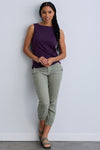 Women's Luxe 100% Organic Cotton Sleeveless Boat Neck Tee - Eggplant