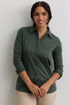 Women's 100% Organic Cotton Knit Button Down Shirt - Balsam