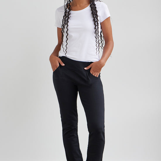 Women's Organic Knit Pants with Pockets - Black