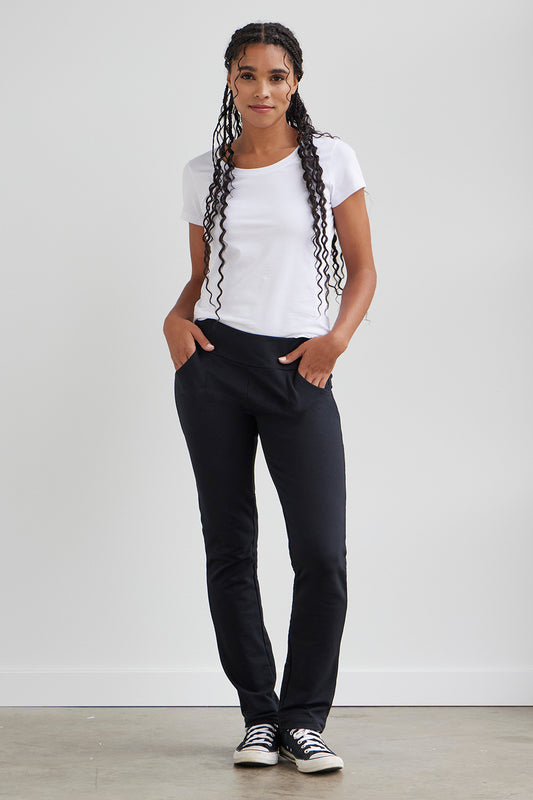 Women's Organic Knit Pants with Pockets - Black