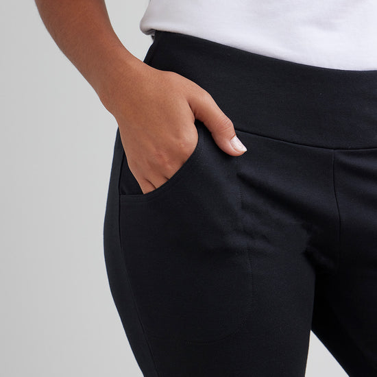 Women's Organic Knit Pants with Pockets - Black