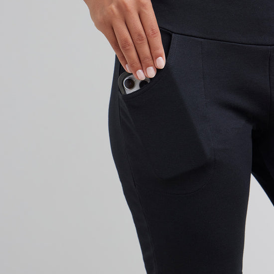 Women's Organic Knit Pants with Pockets - Black