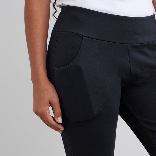 Women's Organic Knit Pants with Pockets - Black