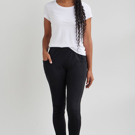 Women's Organic 100% Cotton Leggings with Pockets - Black