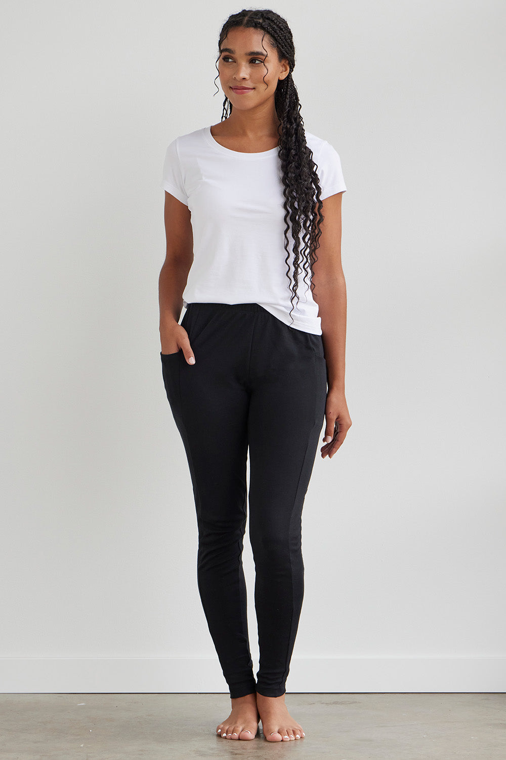 Women's Organic 100% Cotton Leggings with Pockets - Black