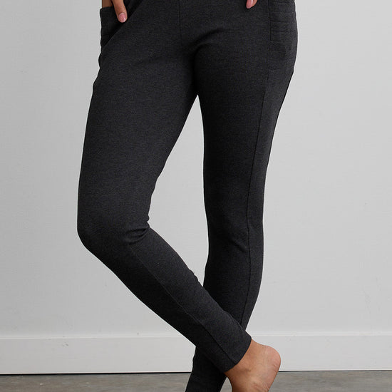 Women's Organic 100% Cotton Leggings with Pockets - Dark Charcoal Heather