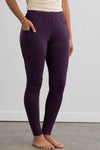 Women's Organic 100% Cotton Leggings with Pockets - Eggplant