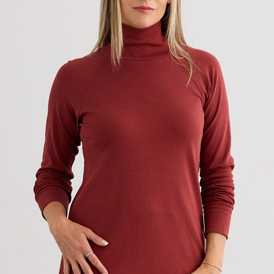 Women's Luxe 100% Organic Cotton High-Neck Tunic - Auburn