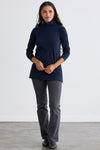 Women's Luxe 100% Organic Cotton High-Neck Tunic - Dark Navy