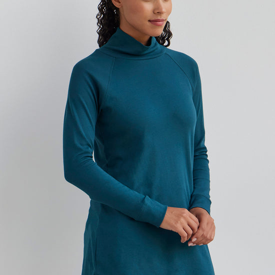 Women's Luxe 100% Organic Cotton High-Neck Tunic - Deep Teal