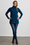 Women's Luxe 100% Organic Cotton High-Neck Tunic - Peacock