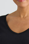 Women's 100% Organic Cotton 3/4 Sleeve V-Neck Dress - Black