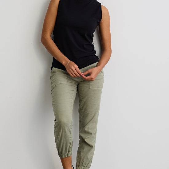 Women's Organic Cotton Sleeveless Mock Neck Top - Black