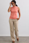 Women's Organic Cotton Sleeveless Mock Neck Top - Soft Coral