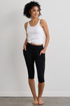 Women's Organic 100% Cotton Capri Leggings with Pockets - Black