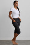Women's Organic 100% Cotton Capri Leggings with Pockets - Dark Charcoal Heather