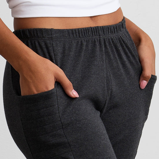 Women's Organic 100% Cotton Leggings with Pockets - Dark Charcoal Heather