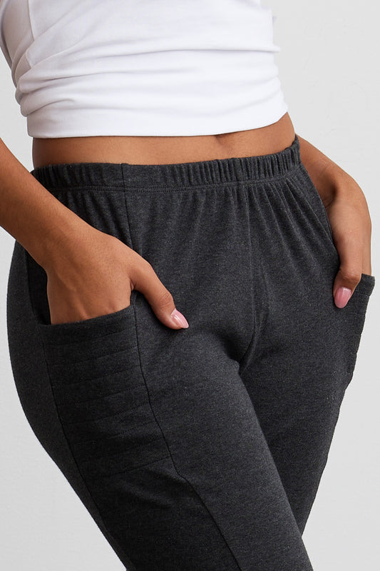 Women's Organic 100% Cotton Leggings with Pockets - Dark Charcoal Heather